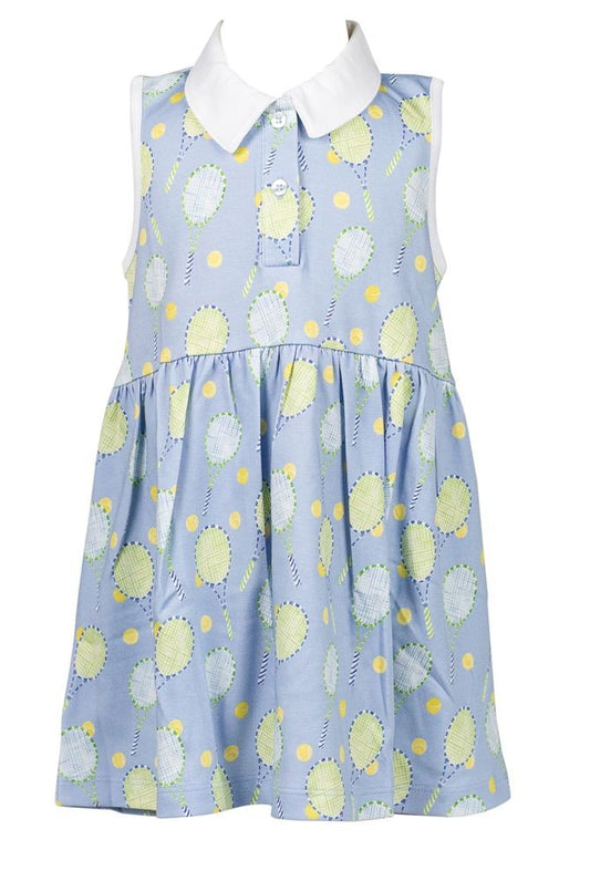 Proper Peony Pima Girls Blue Tennis Court Side Polo Dress