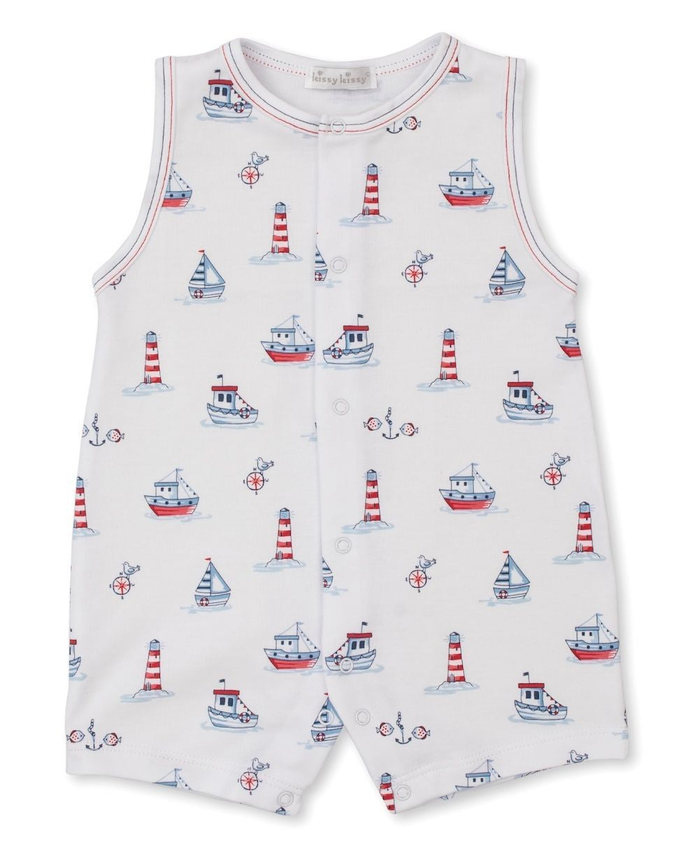 Kissy Kissy Baby Boys Blue Boats Seas the Day Sleeveless Playsuit