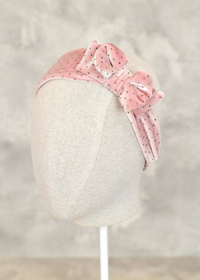 Abel & Lula Baby Girls Headband - Pink Velvet with Glitter Dots