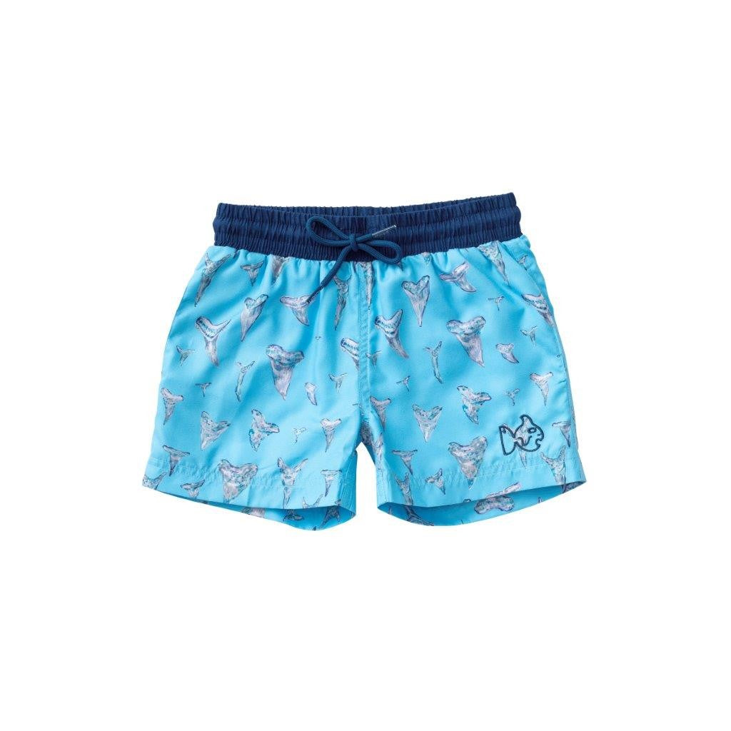 Prodoh Boys Swim Trunks - Blue Shark Tooth Print
