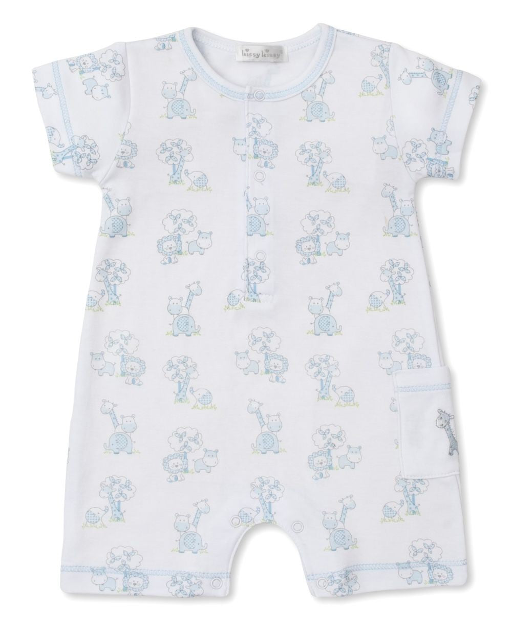 Kissy Kissy Baby Boys Blue Jungle Animal Print Romper by Kissy Kissy