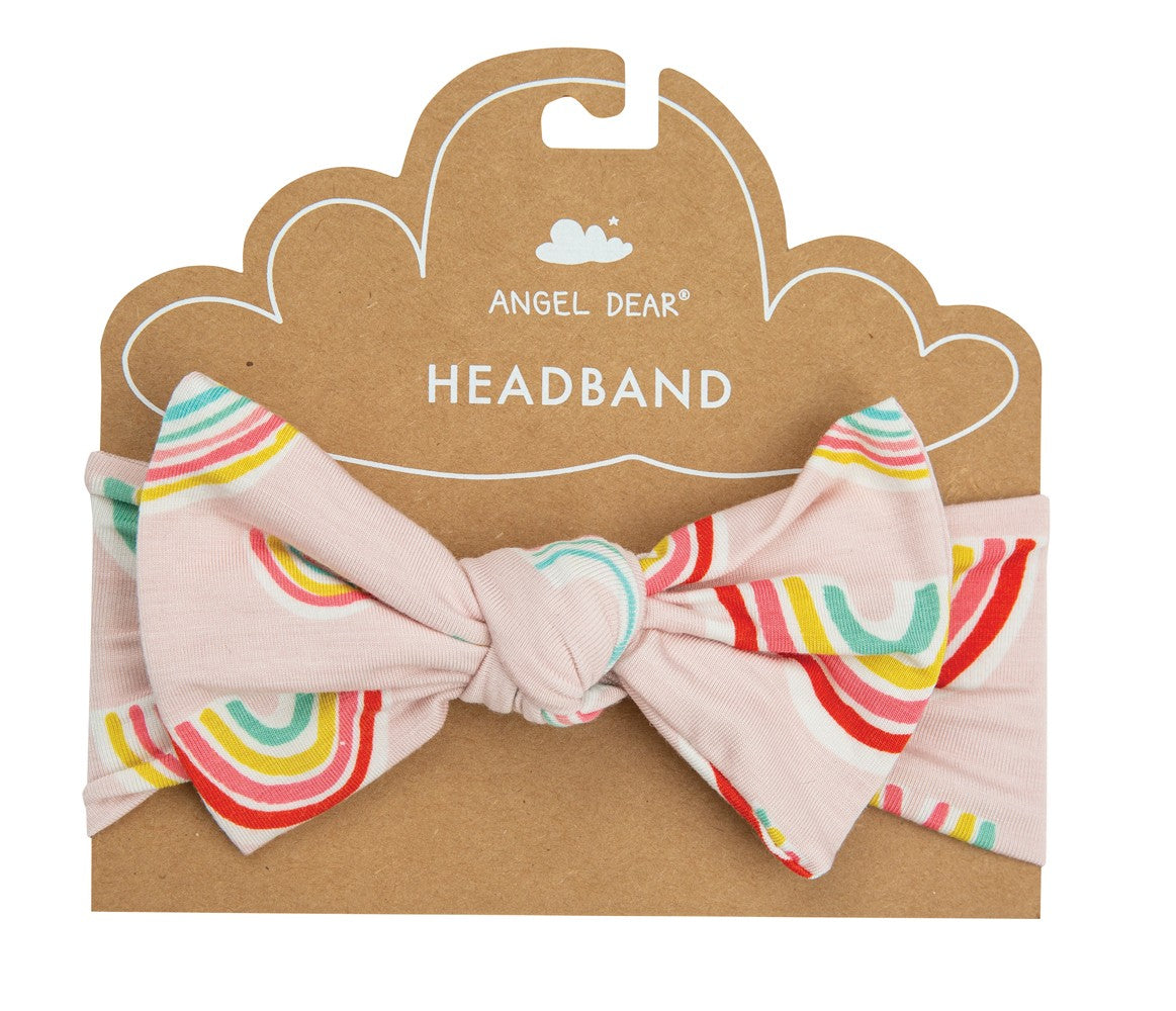 Angel Dear Baby Girls Bow Headband - Pink Rainbows