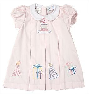 LuLu BeBe Girls Dana Dress - Embroidered Birthday Party - Pink