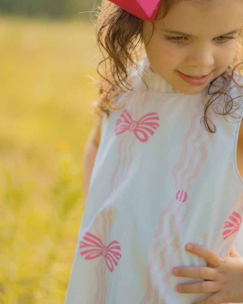 Yellow Lamb Girls Pink Ribbons & Bows Ada Ruffle Dress by Yellow Lamb