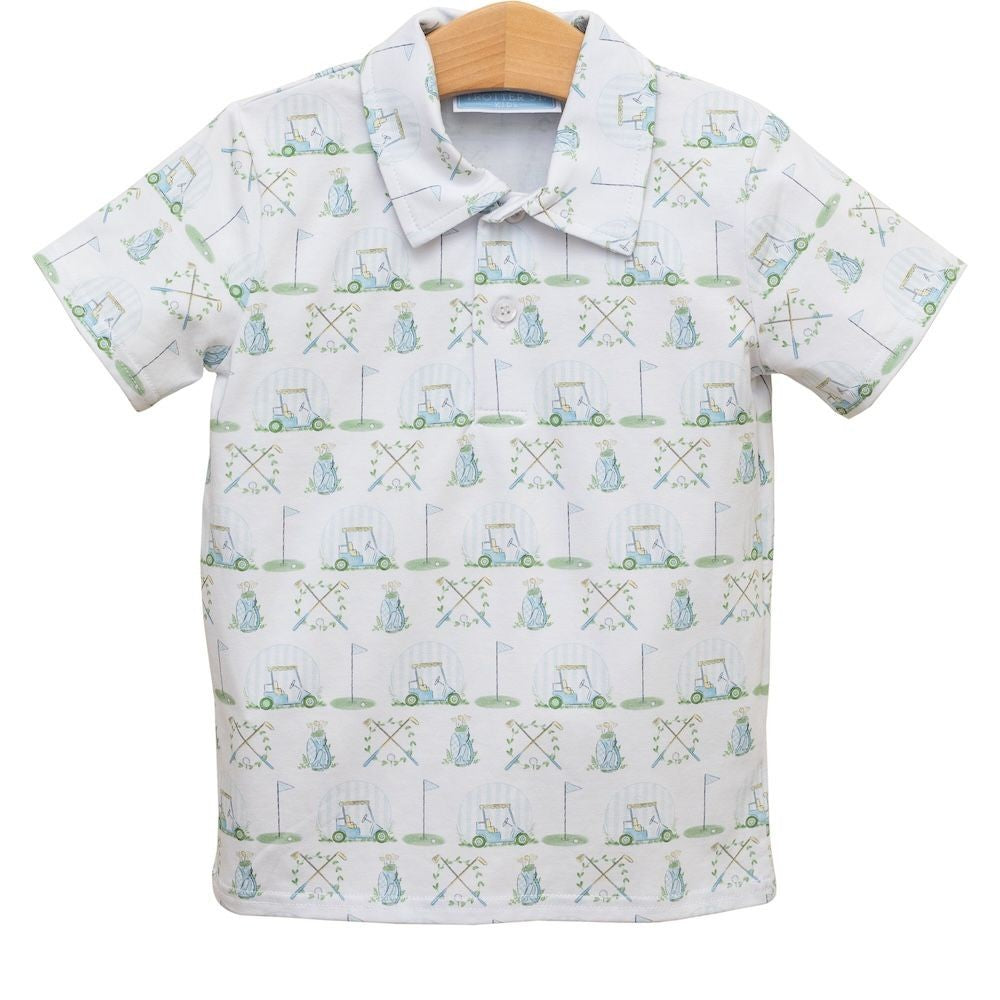 Trotter Street Kids Boys Blue Golf Hole in One Polo Shirt