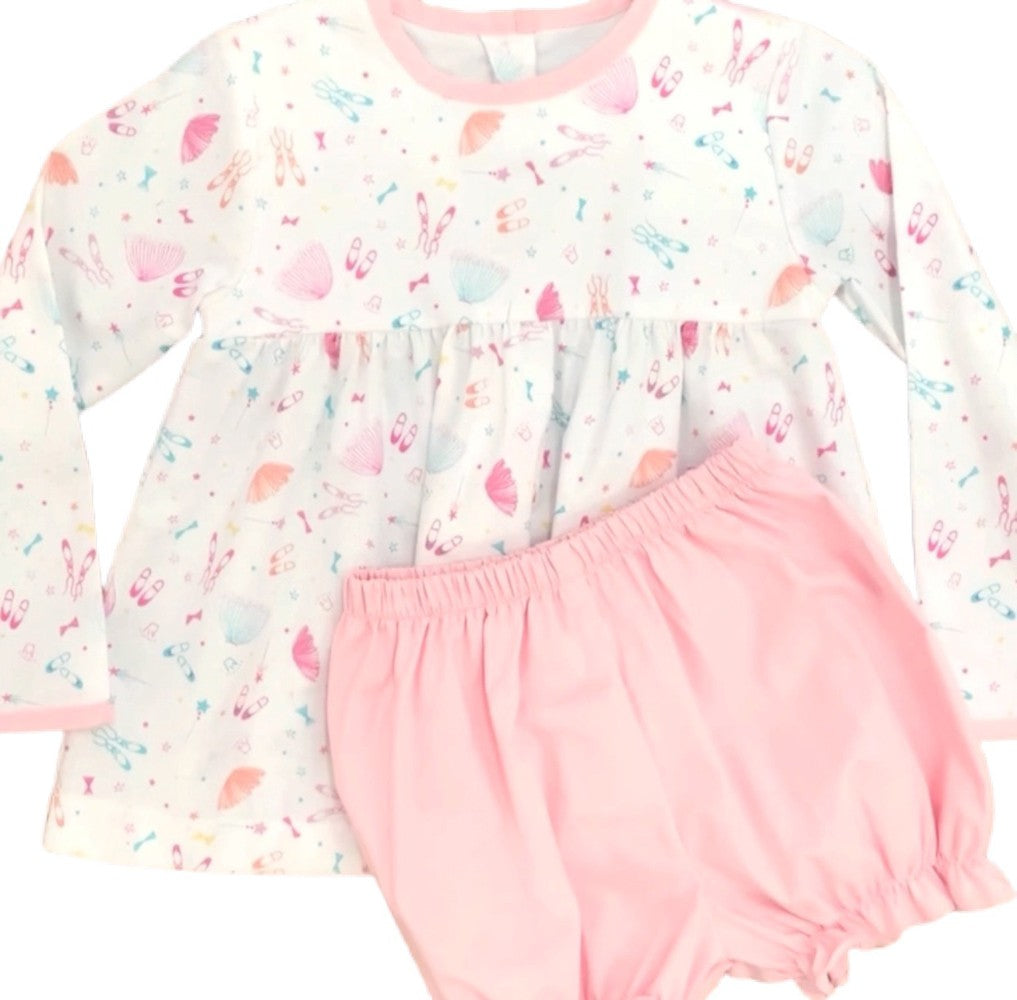 James & Lottie Baby / Toddler Girls Evie Bloomers Set - Pink Ballet Barre