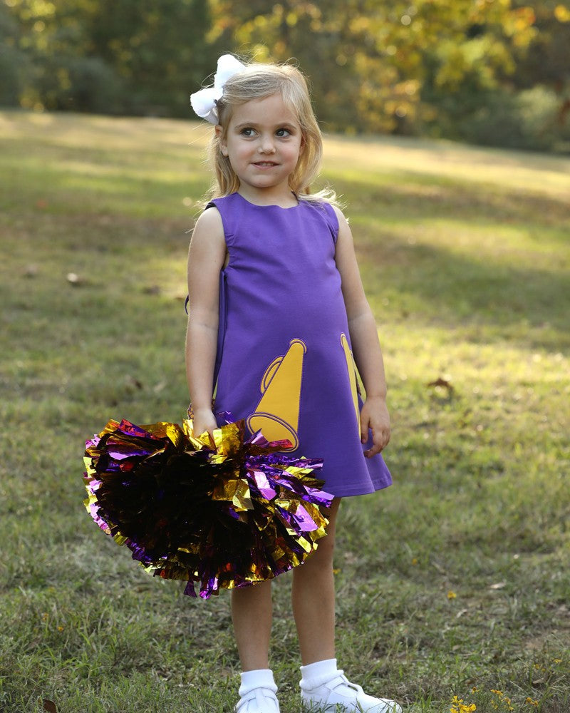 Yellow Lamb Girls Game Day Jumper Cheer Dress - Purple & Gold