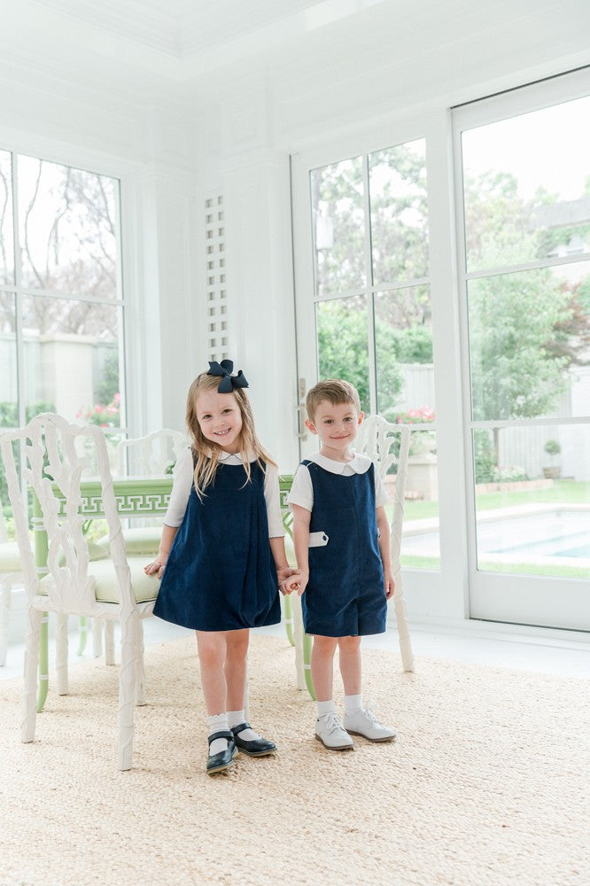 Proper Peony Boys Jon Jon with Tabs - Hazel - Navy Blue Corduroy
