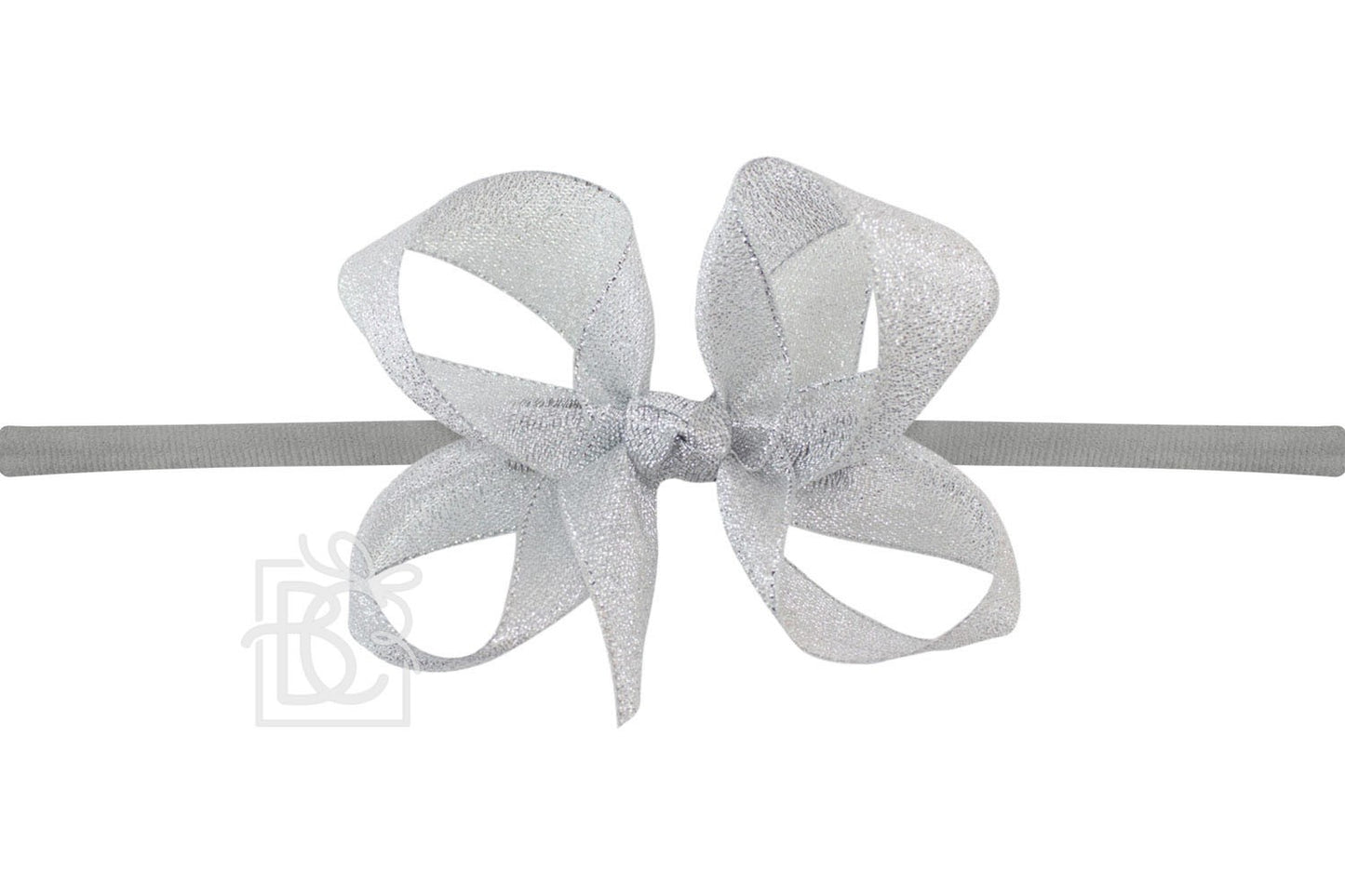 Beyond Creations Girls 1/4" Pantyhose Headband with Attached Bow - Metallic - Silver by Beyond Creations