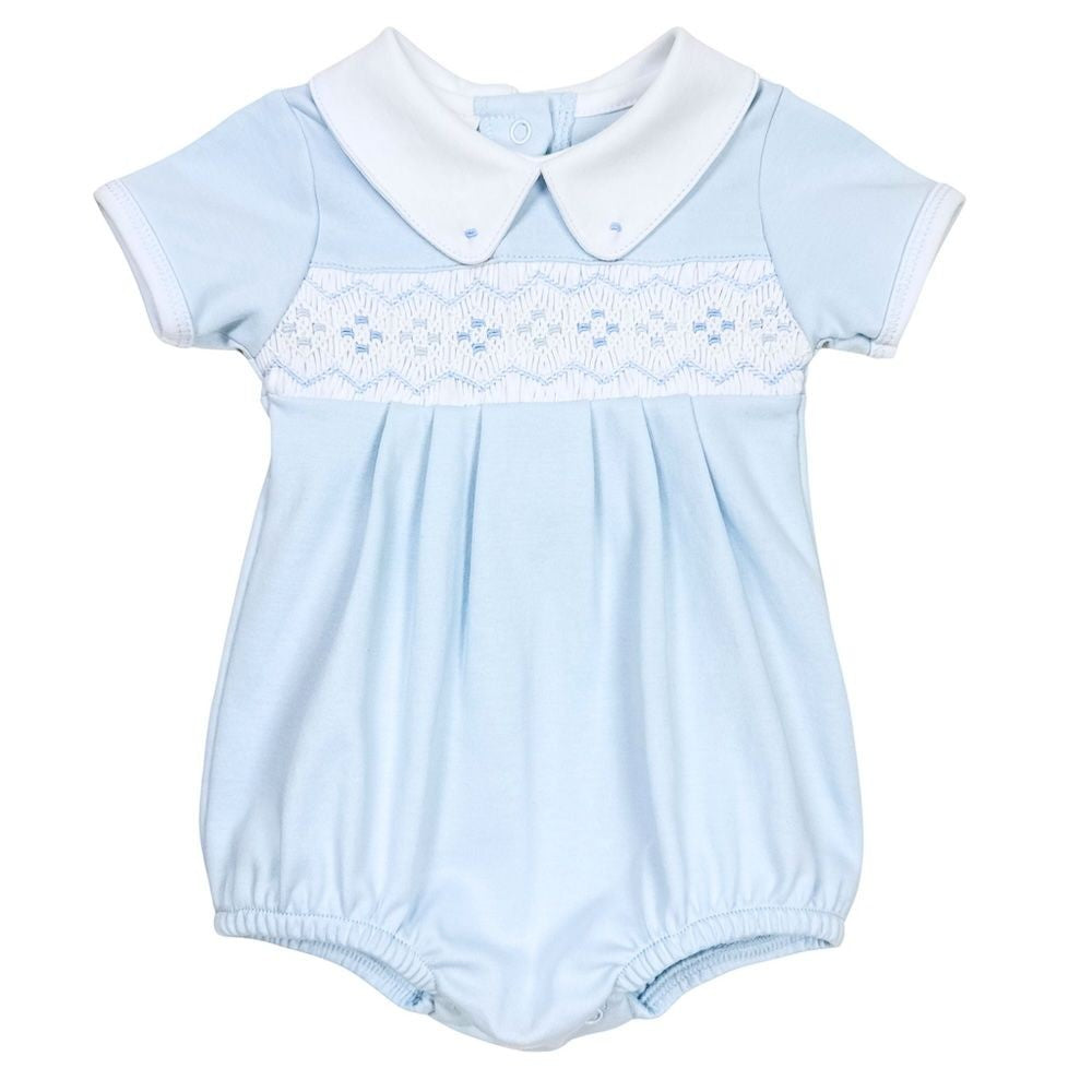 Magnolia Baby Boys Blue Emily and Ethan Smocked Bubble