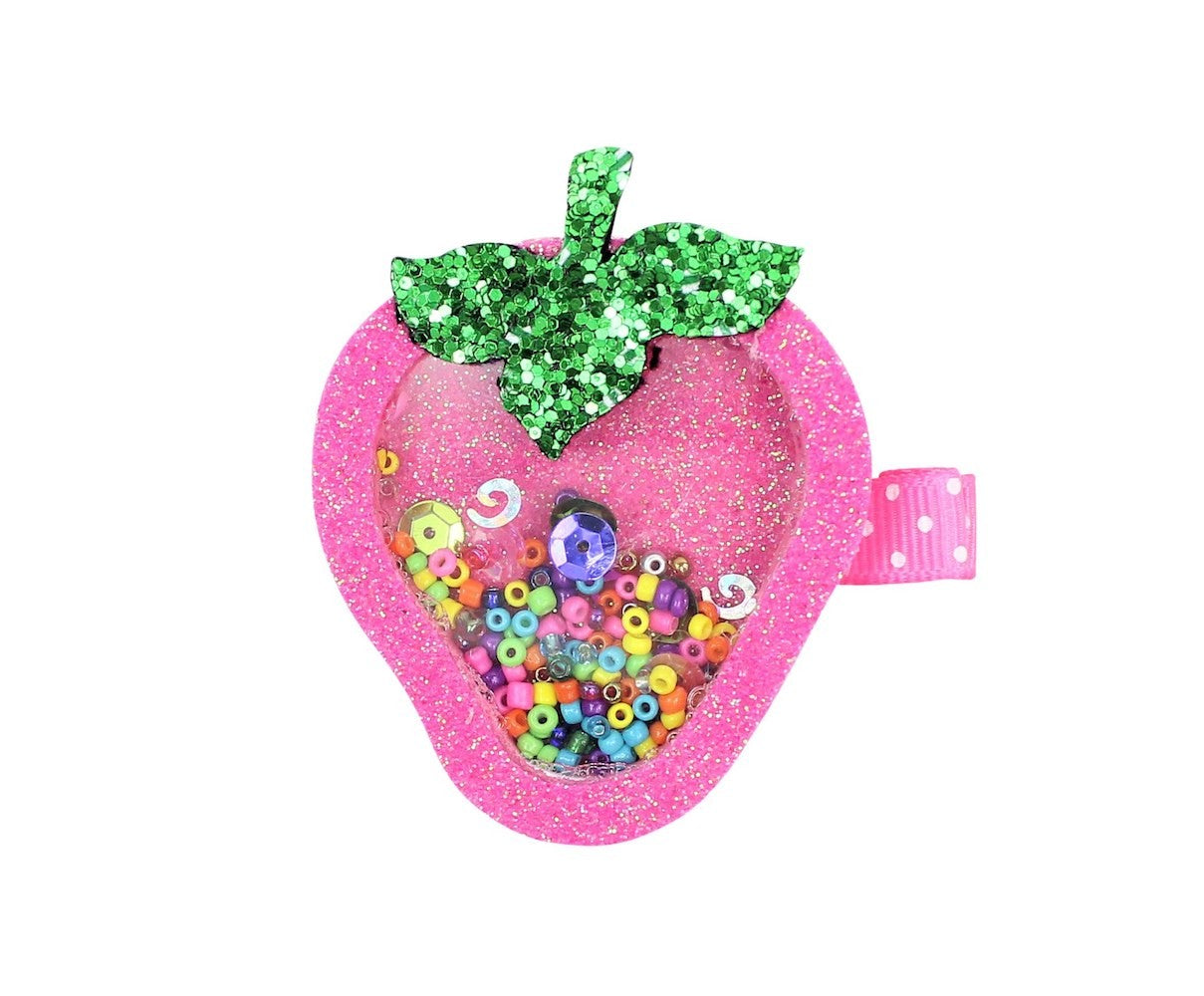 Beyond Creations Girls Pinch Clip Add-On to Bow - Glitter Shaker - Strawberry - Pink by Beyond Creations