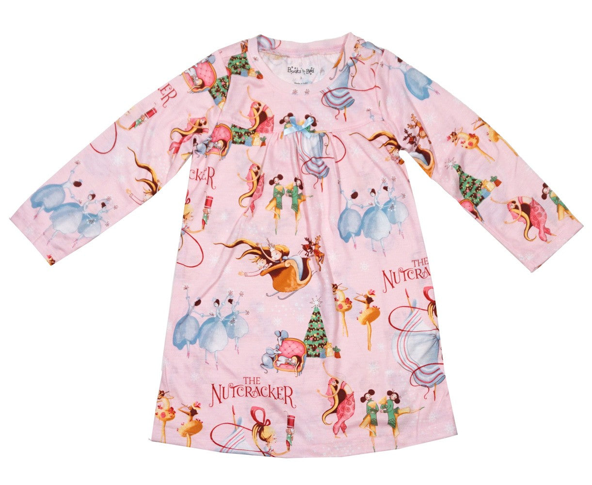 Books to Bed Girls Pink Christmas Nutcracker Ballet Nightgown by Books to Bed