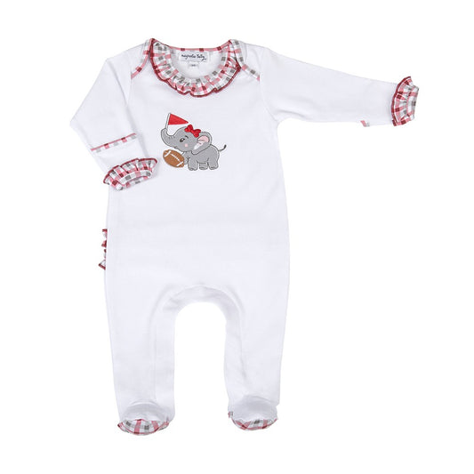 Magnolia Baby Girls Alabama Crimson Tide Applique Lap Footie - Ruffles