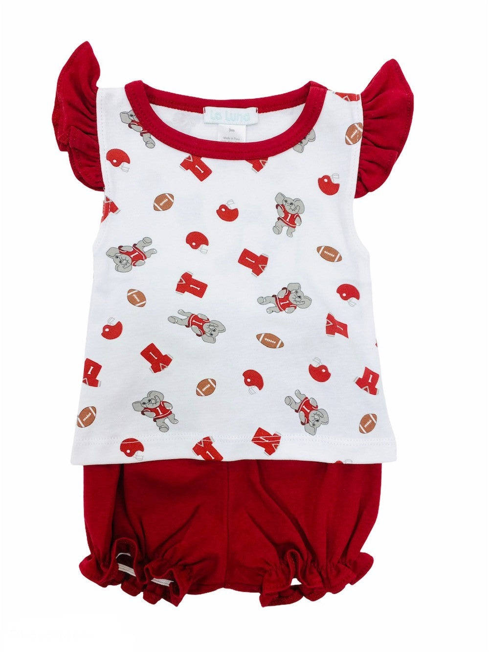 La Luna Girls Kate Bloomers Set with Angel Sleeves - Red Alabama Bama Crimson Tide by La Luna