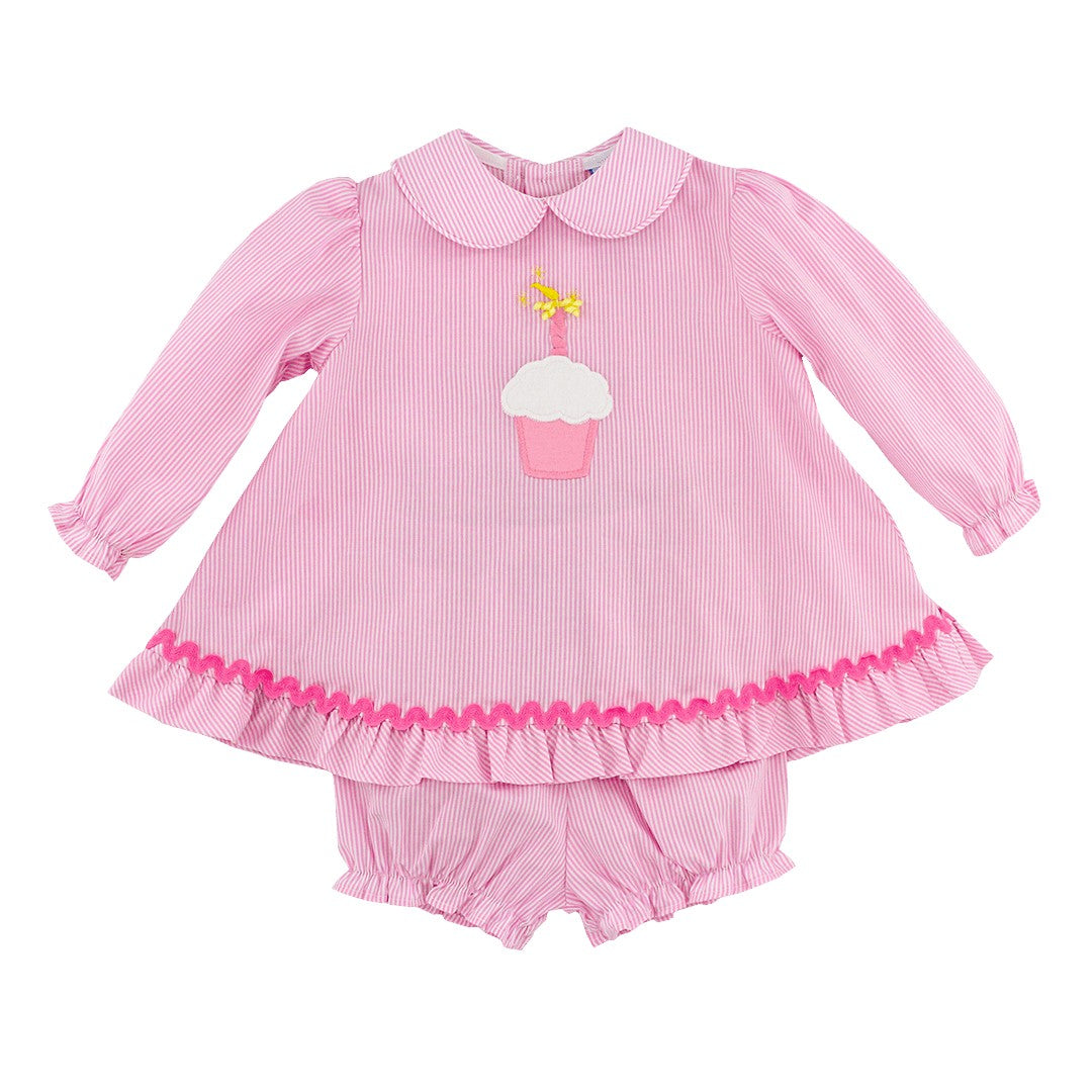 The Bailey Boys Baby Girls Pink Stripe Birthday Cupcake Swing Set