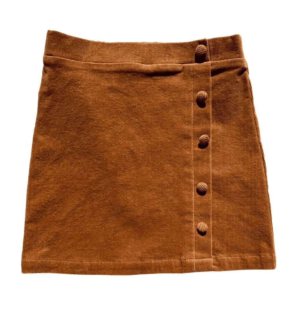 pleat Collection Girls Reese Skirt - Honey Brown Cord