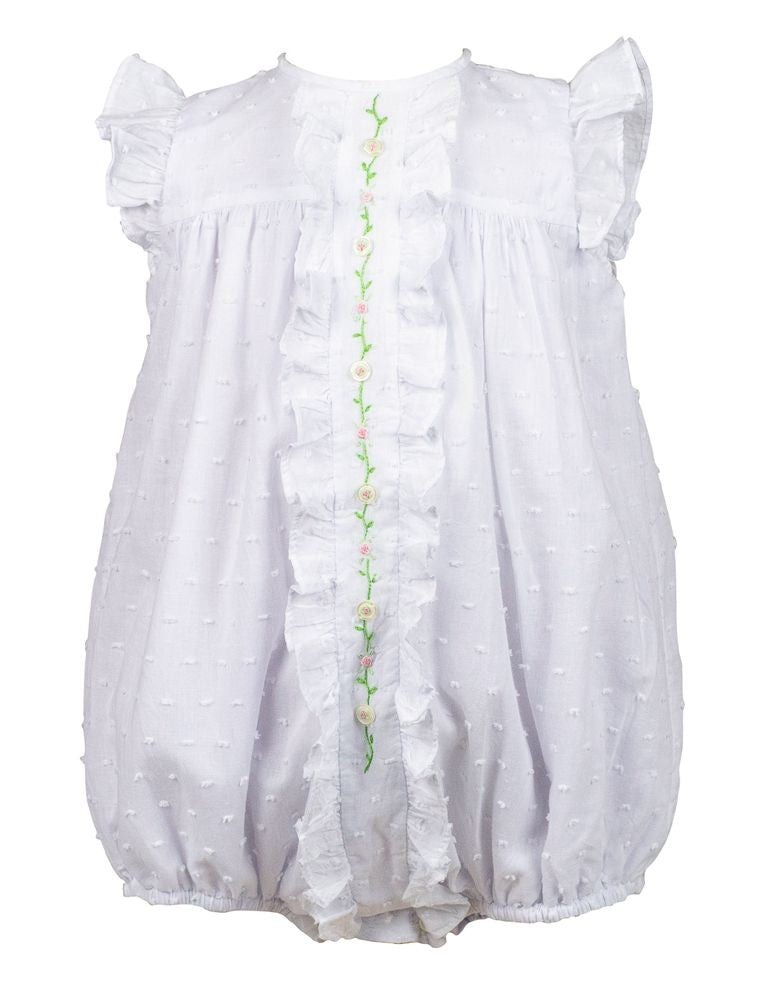 Proper Peony Baby Girls White Sicily Swiss Dot Bubble