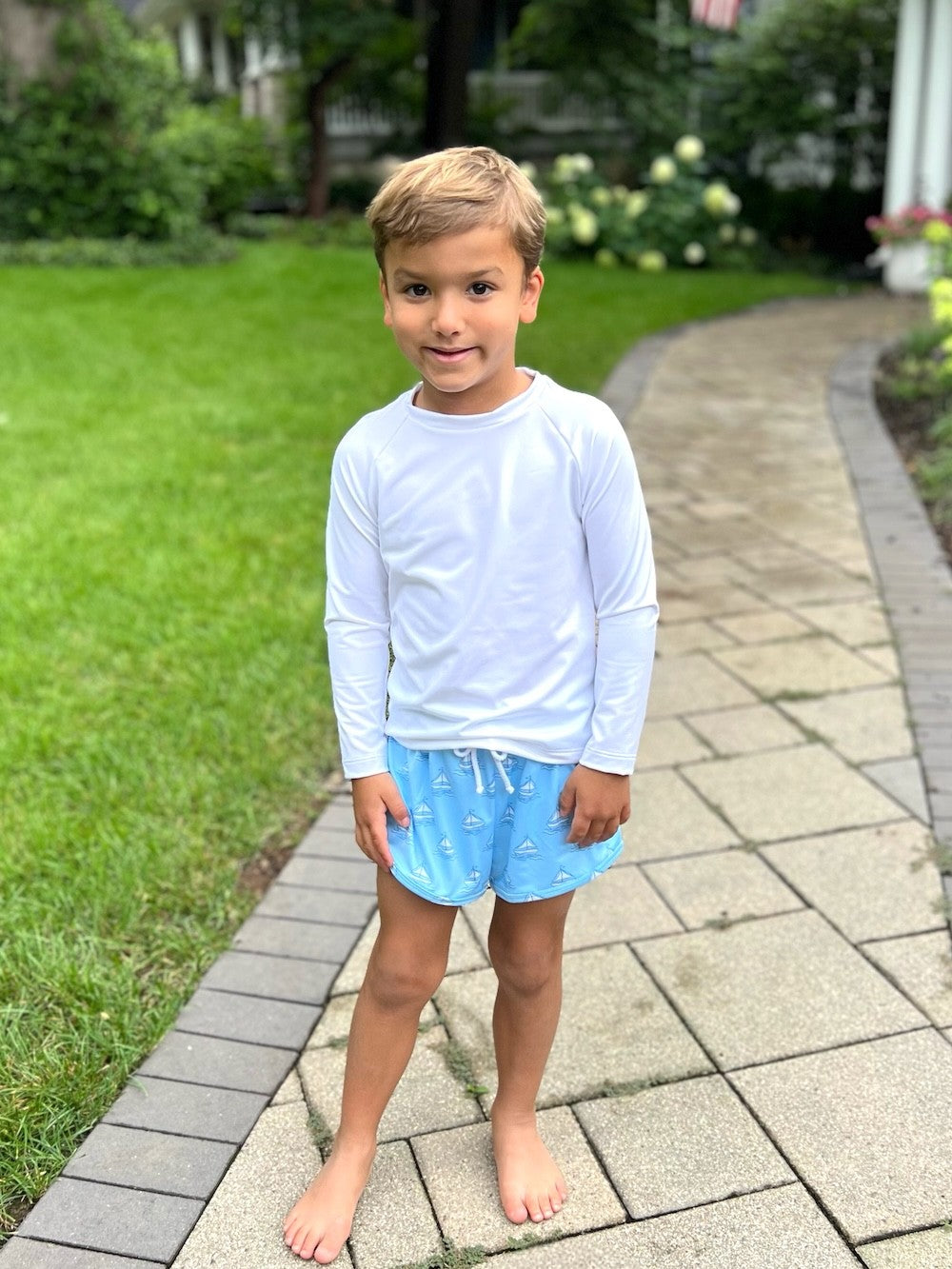 James & Lottie Boys James Swim Trunks - Blue Set Sail