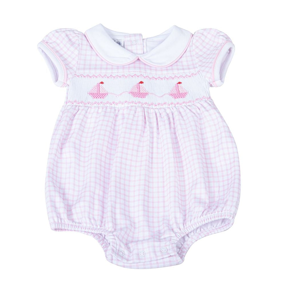 Magnolia Baby Ahoy Baby Classics Smocked Collared S/S Girl Bubble