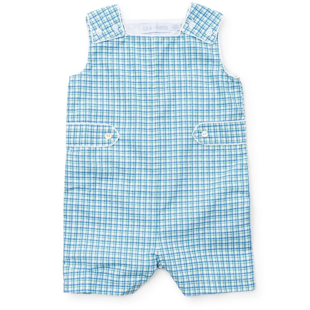 Lila & Hayes Boys Wells Shortall - Blue Hampton Plaid