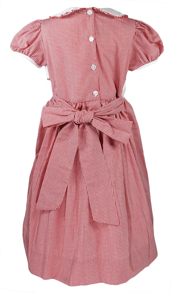 Anavini Girls Red Check Smocked Candy Canes Dress with Collar by Anavini