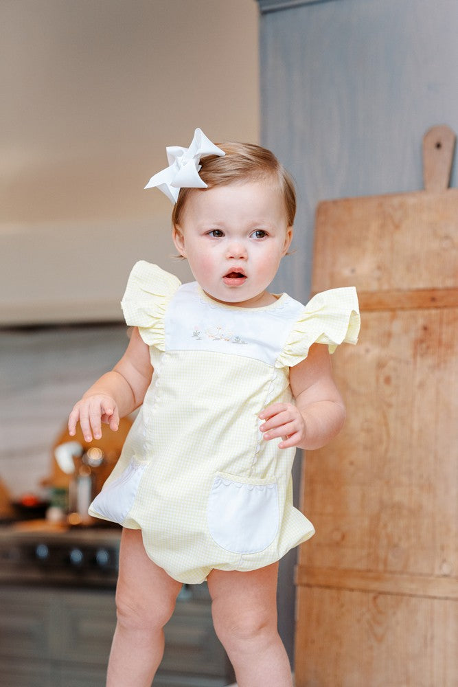 Proper Peony Baby Girls Bubble - Yellow Check Clary Easter Chicks