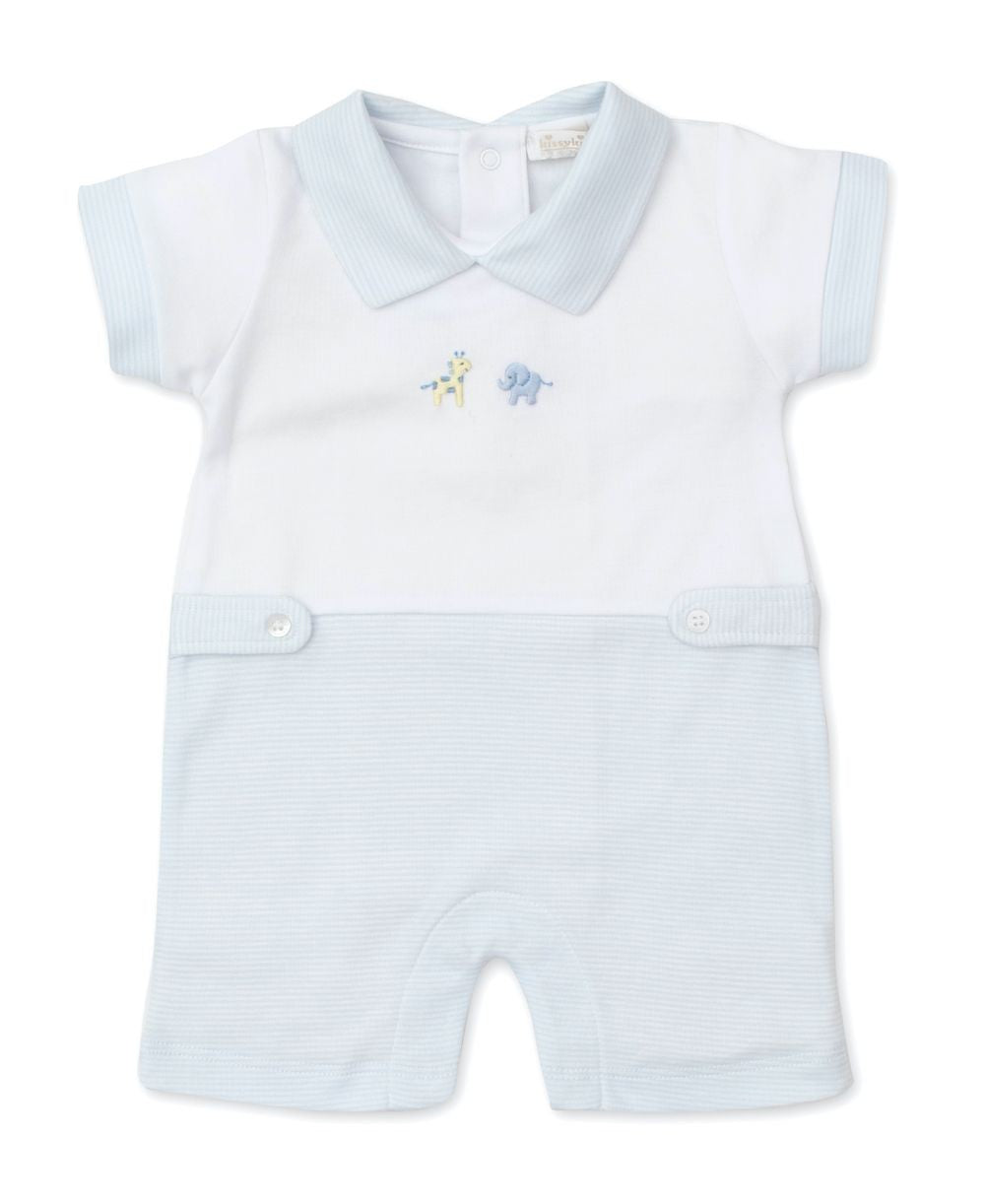 Kissy Kissy Baby Boys Blue Short Playsuit - Embroidery Jungle Animals by Kissy Kissy
