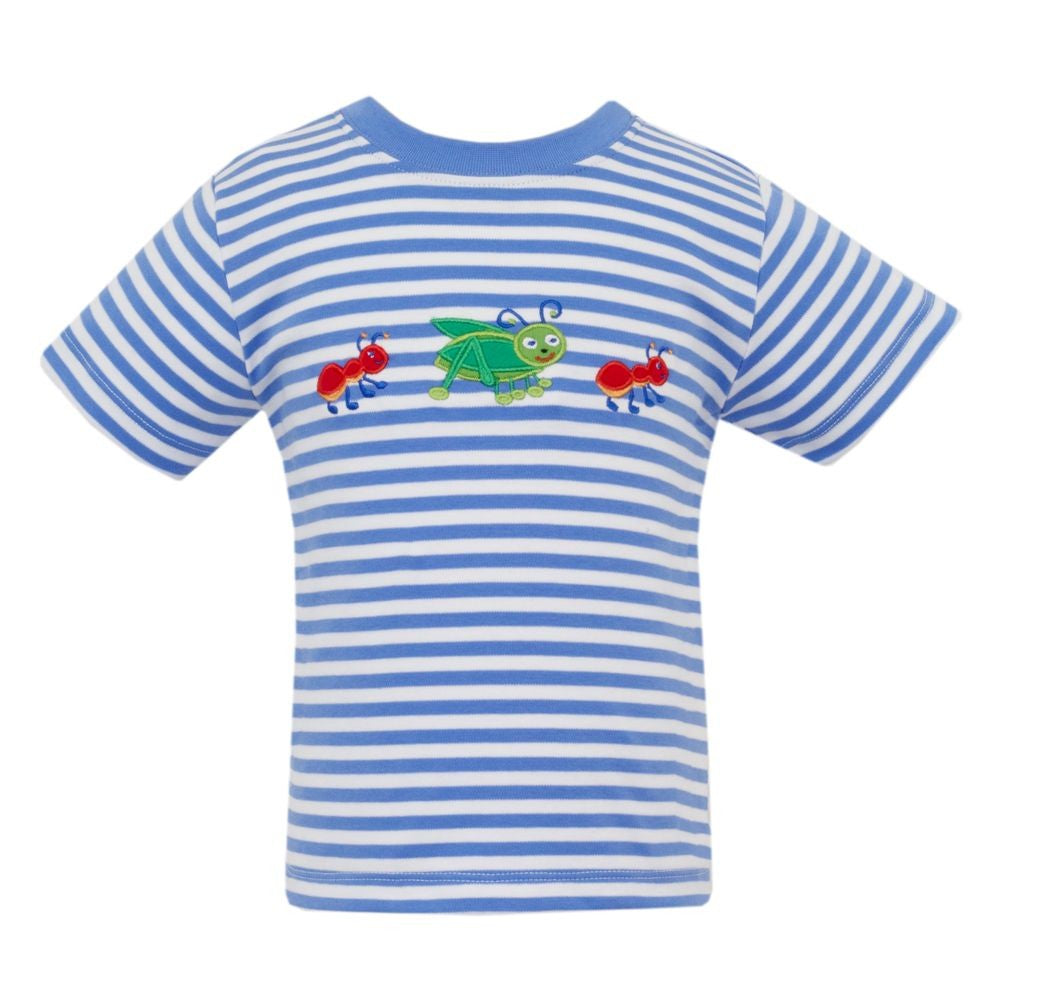 Claire & Charlie Boys Periwinkle Blue Stripe Shirt - Spring Bugs by Claire & Charlie