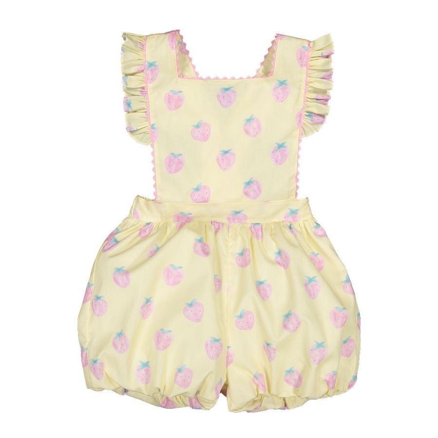 Sal & Pimenta Girls Romper - Yellow Pastel Pink Berries