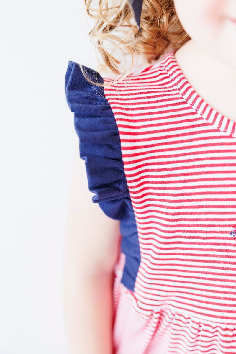 Itsy Bitsy Girls Red Patriotic Dress - Navy Blue Ruffles
