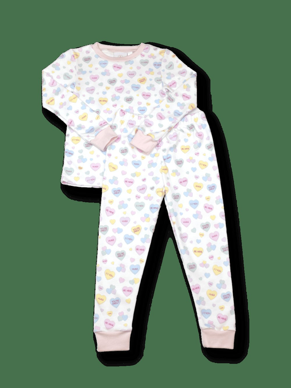 Lullaby Set Girls Pajamas Set - Custom Valentine Conversation Hearts Print