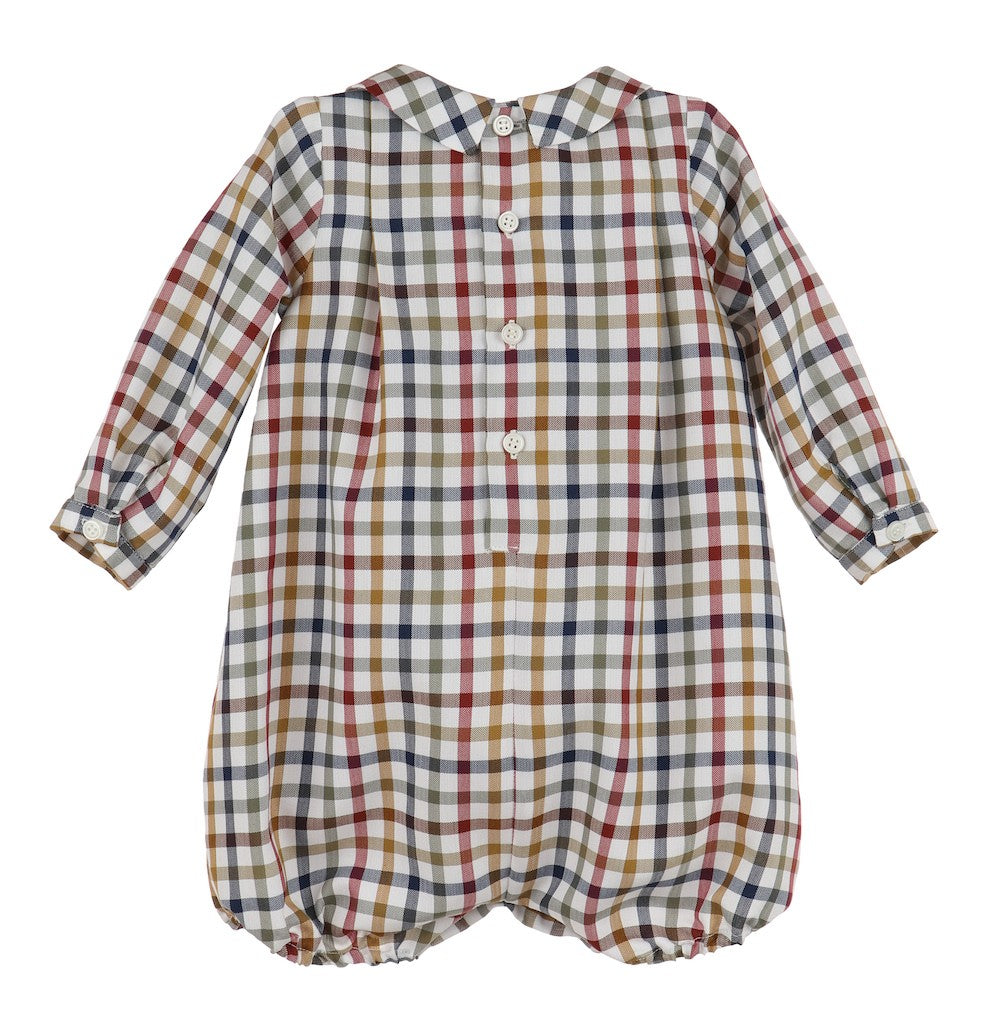 Luli & Me Baby Boys Bubble - Green Autumn Checks by Luli & Me