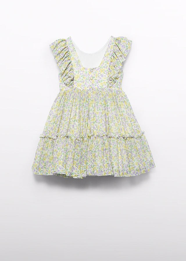 Abel & Lula Girls Lavender & Yellow Tulle Floral Dress