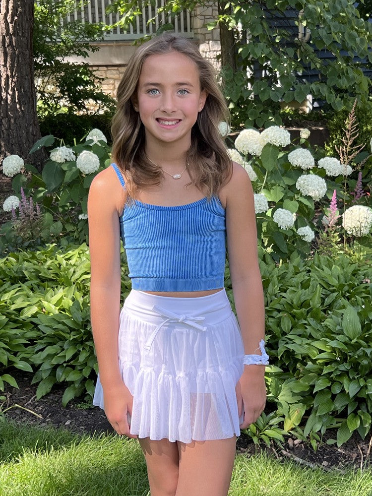 Be Elizabeth by James & Lottie Girls Tiered Skort - White by James & Lottie