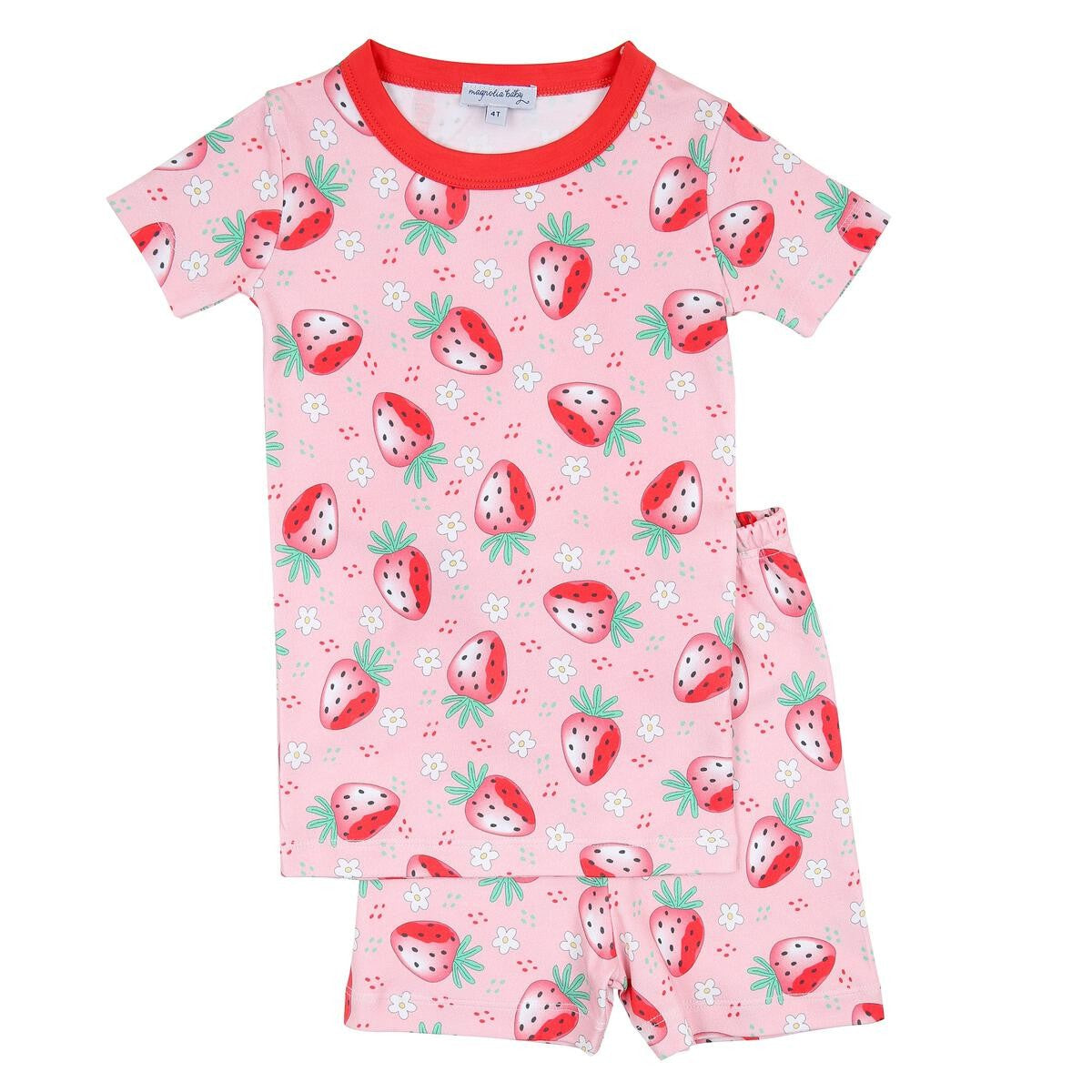 Magnolia Baby Little Girls Pink Strawberry Dreams Short Pajamas