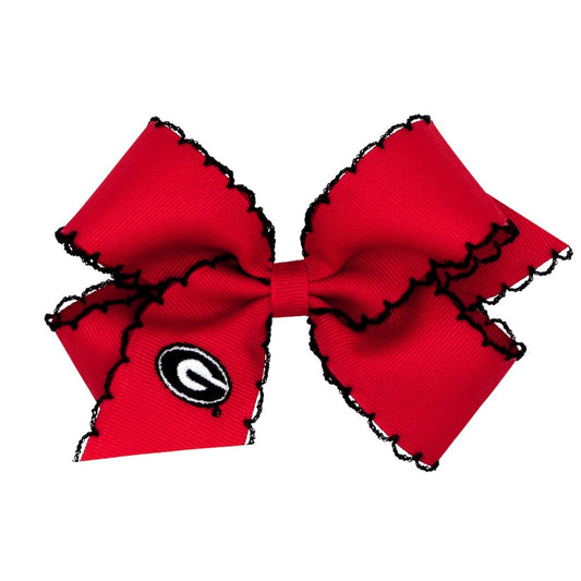 Wee Ones Girls Hair Bow on Clip - Red Moonstitch - Embroidery UGA