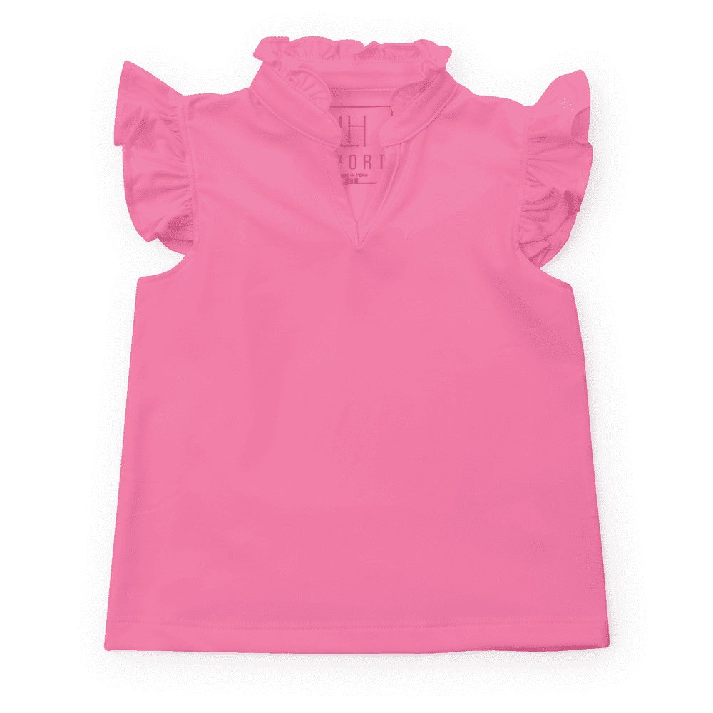 Lila & Hayes Sport Girls Ellie Sleeveless Ruffled Performance Top - Hot Pink by Lila & Hayes