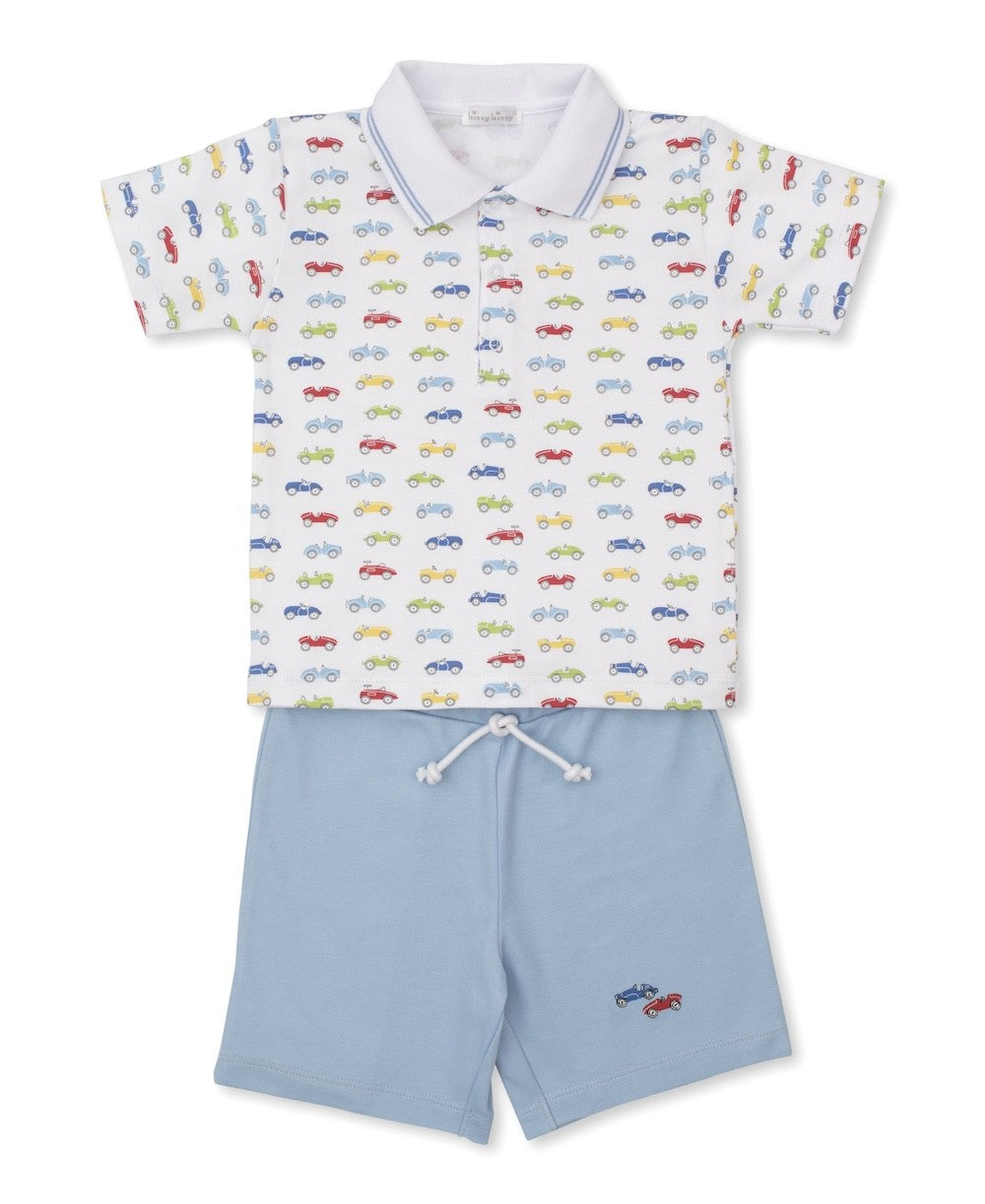Kissy Kissy Toddler Boys Blue Car Central Shorts Set