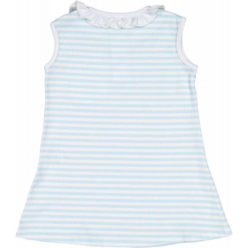 Sal & Pimenta Girls Sleeveless Knit Dress - Stripes - Light Blue