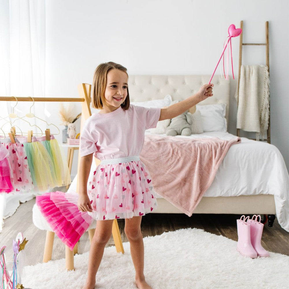 Sweet Wink Girls Valentine's Day Tutu Skirt - Pink Mini Glitter Hearts