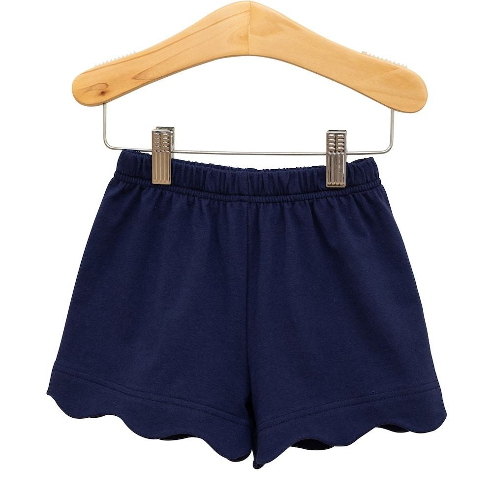 Trotter Street Kids Girls Scallop Shorts - Navy Blue by Trotter Street Kids