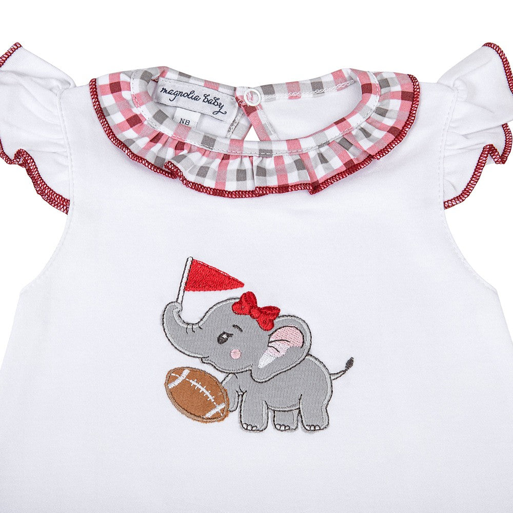 Magnolia Baby Girls Alabama Crimson Tide Applique Flutters Romper