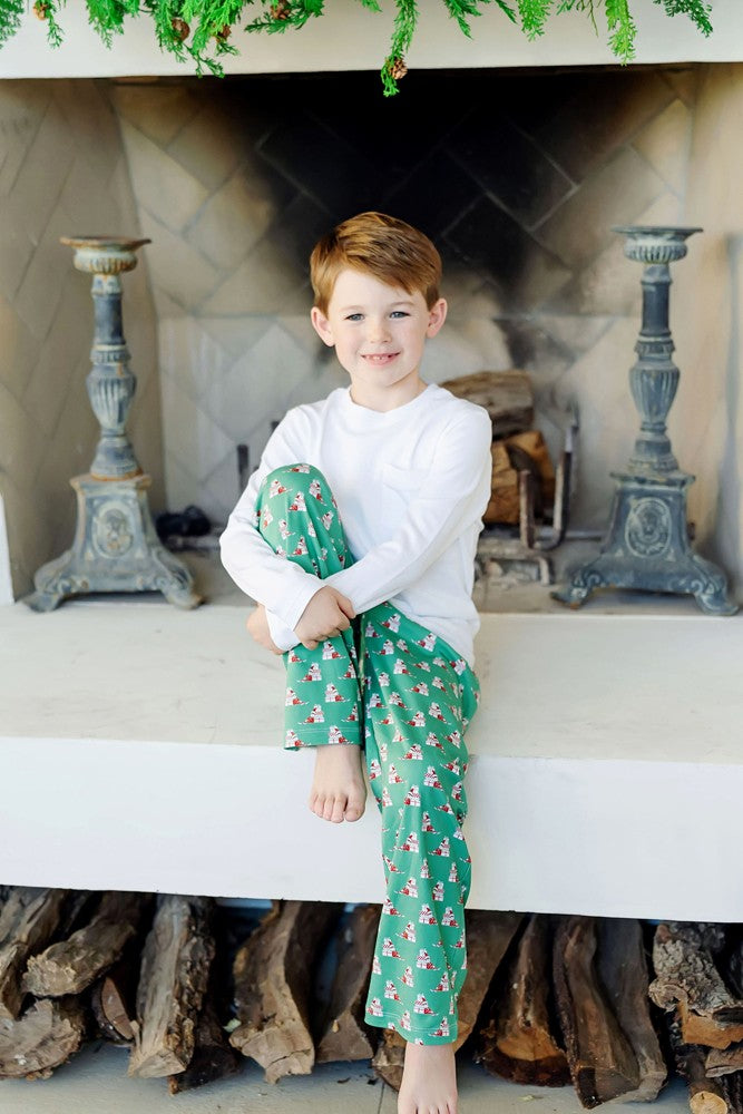 Lila & Hayes Boys Beckett Hang Out Pants - Green Santa's Helper Elf
