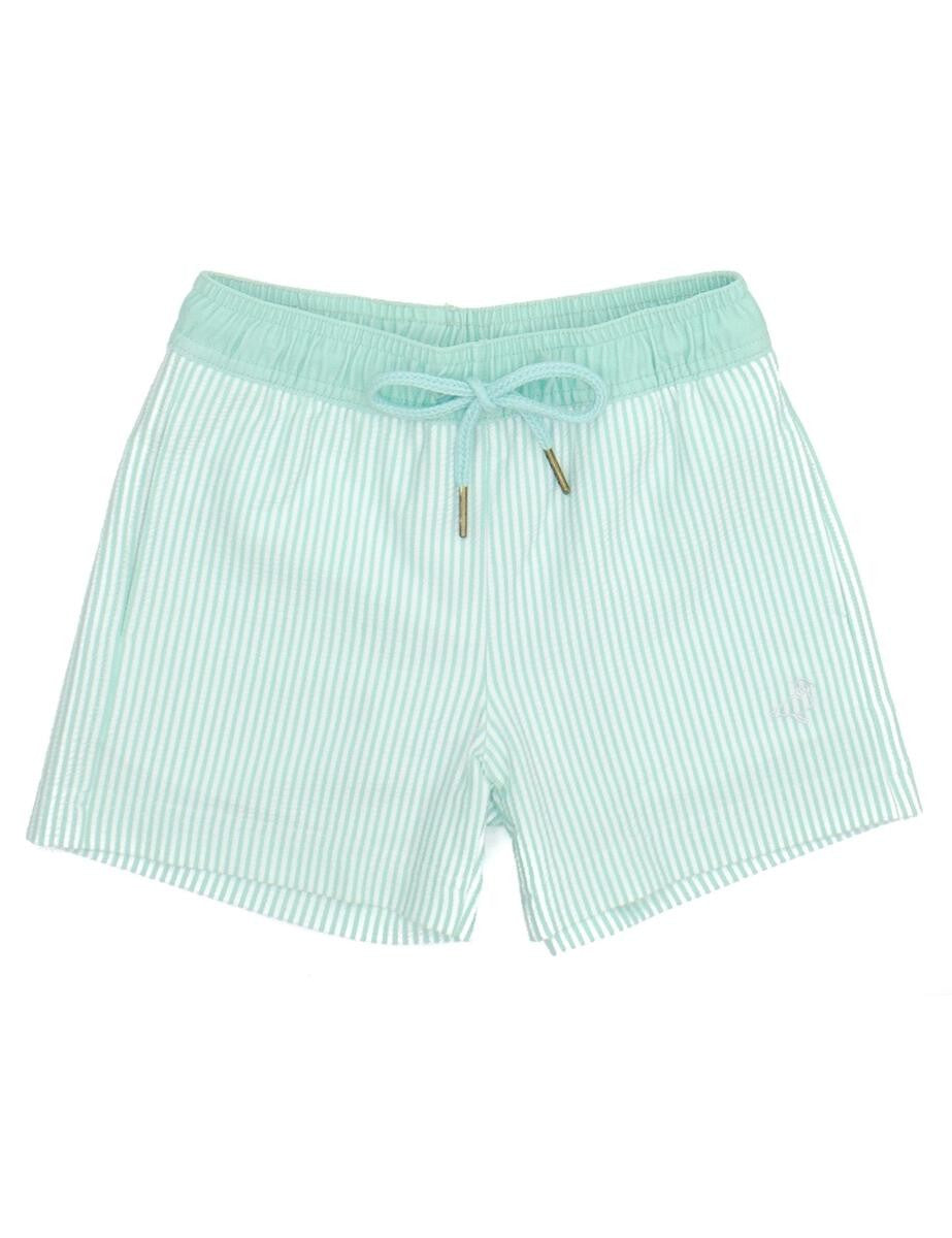 Properly Tied Boys Alex Seersucker Swim Trunks - Seafoam by Properly Tied