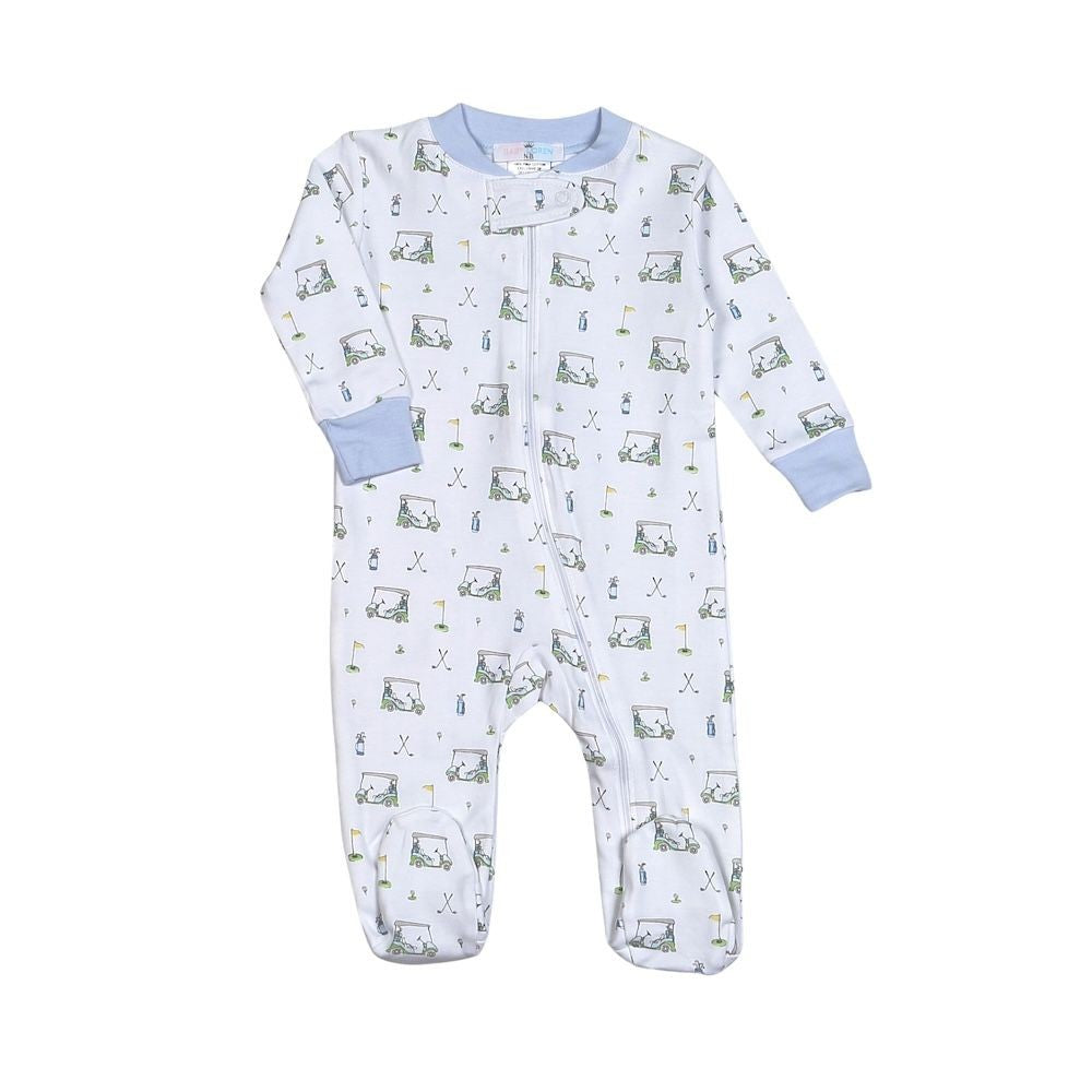 Baby Loren Boys Blue Golf Club Zipper Footie