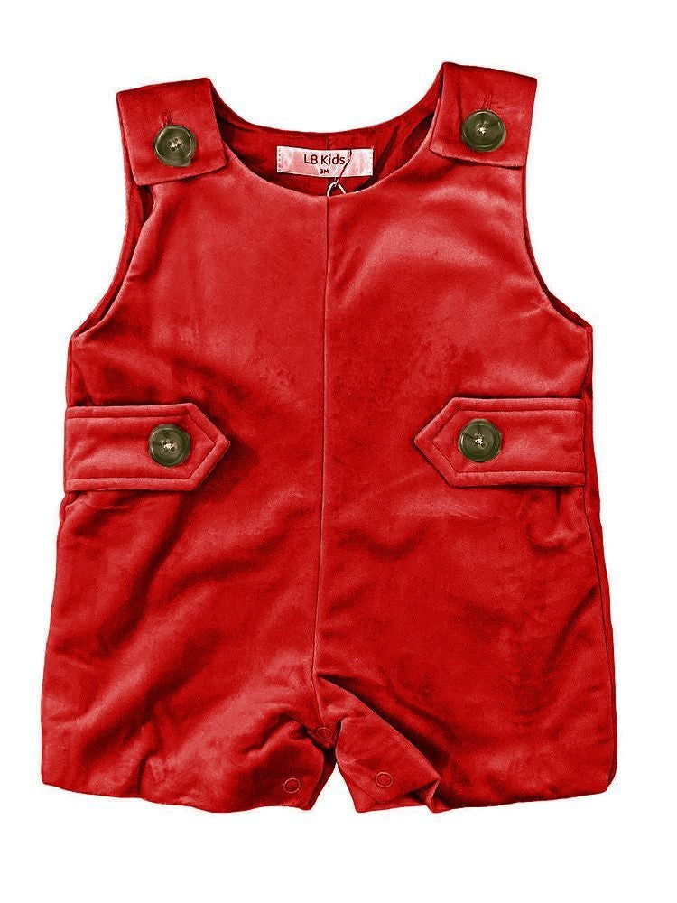 LuLu BeBe Baby / Toddler Boys Pete Velvet Shortall - Red by LuLu BeBe