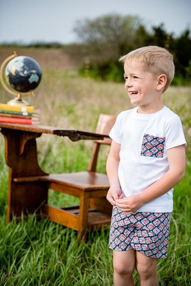 Proper Peony Parkside Boys Pocket T-Shirt - Apple Plaid