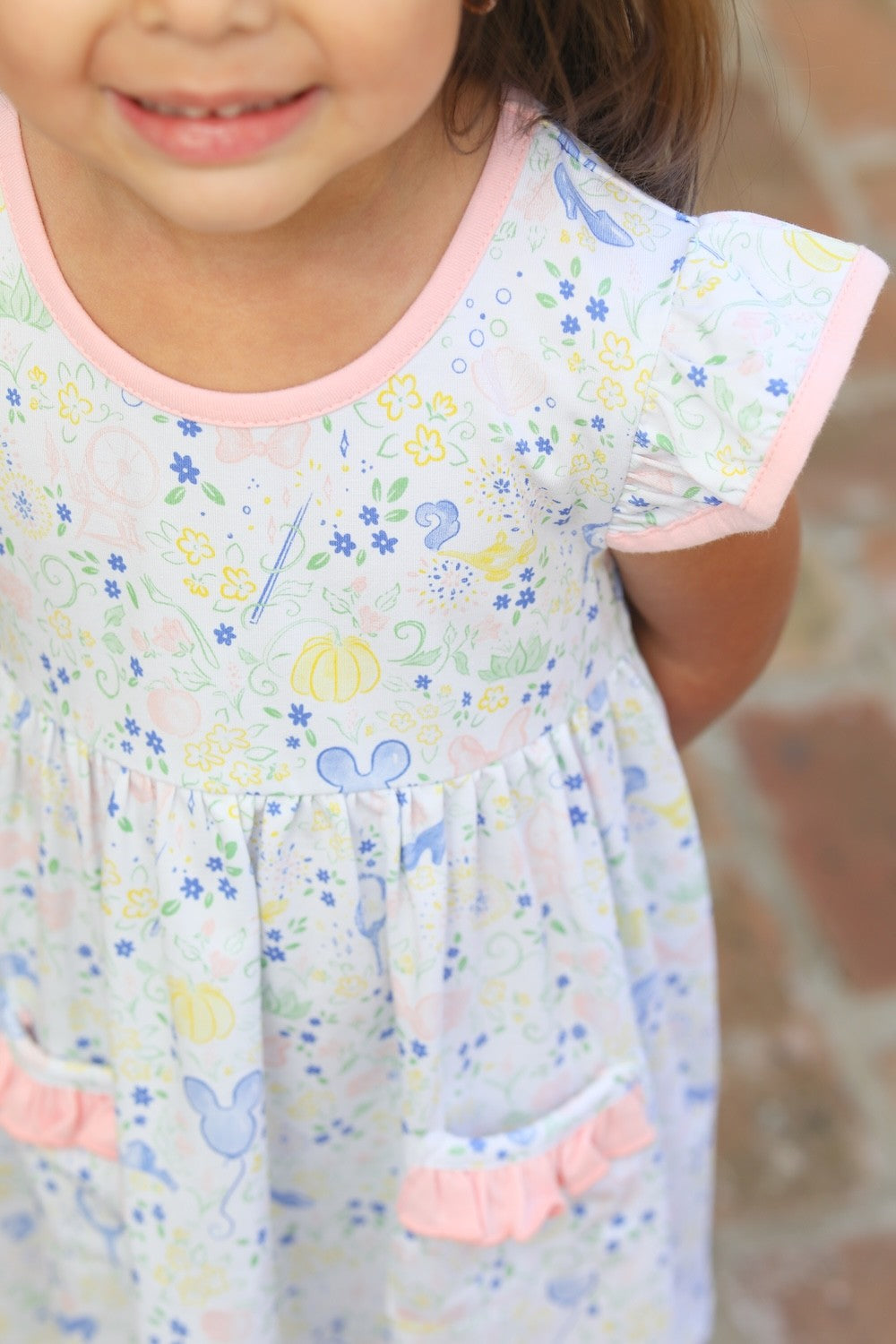 Trotter Street Kids Girls Pink Enchanted Mouse Pocket Dress