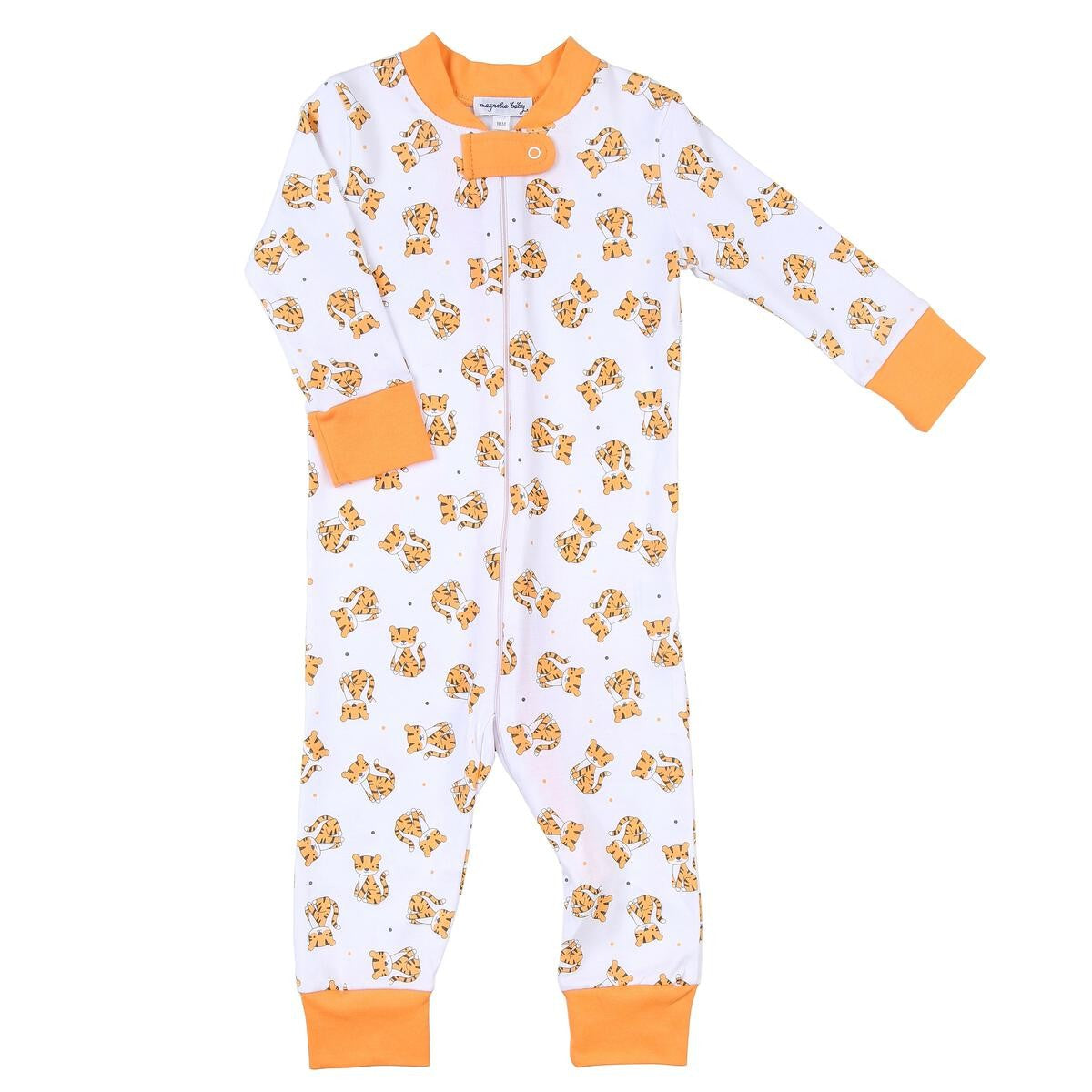 Magnolia Baby Tiny Tigers Zipped Pajamas - Trimmed in Orange by Magnolia Baby