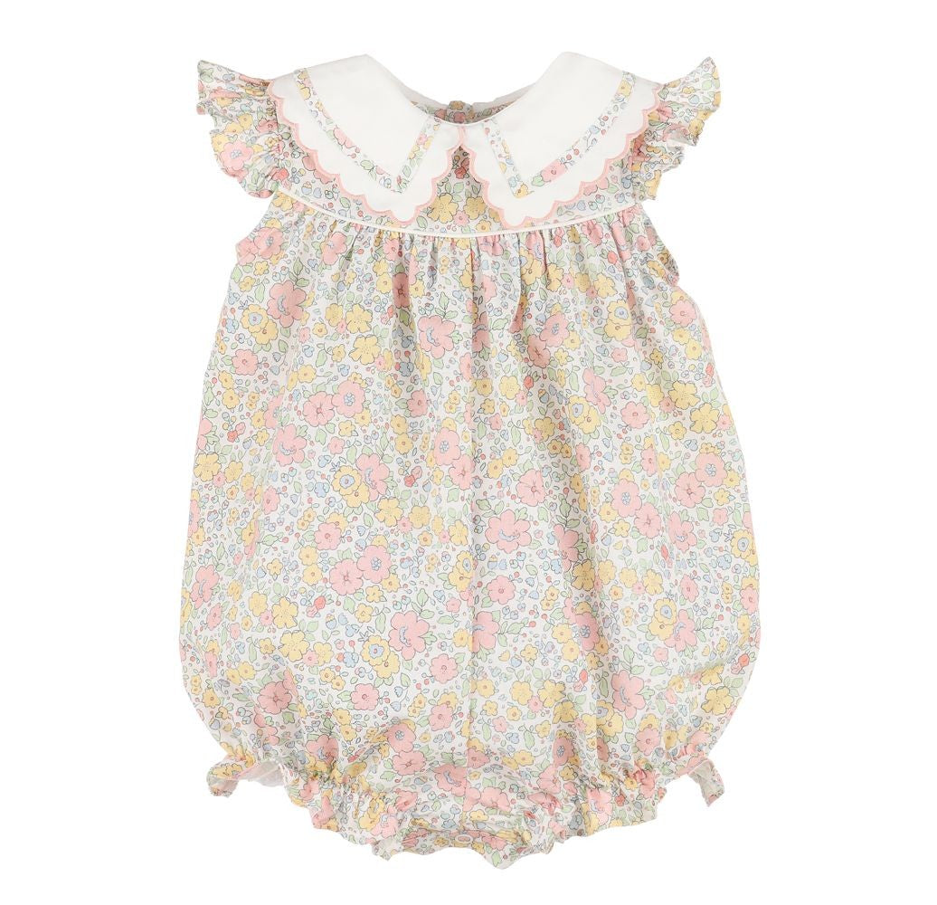Sophie & Lucas Baby Girls Miller Fancy Collar Bubble - Pink & Yellow Floral